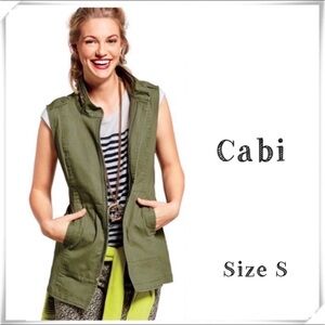 Cabi Explorer Long Zip up Outdoor Utility Vest in Military Green